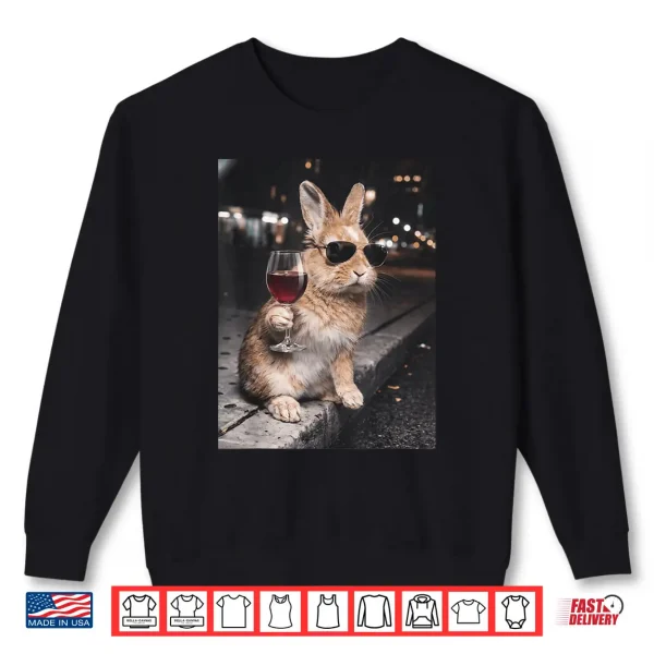 Sweatshirt Funny Wine Glasses Bunny Eggs Happy Easter Day Drink Team Shirt