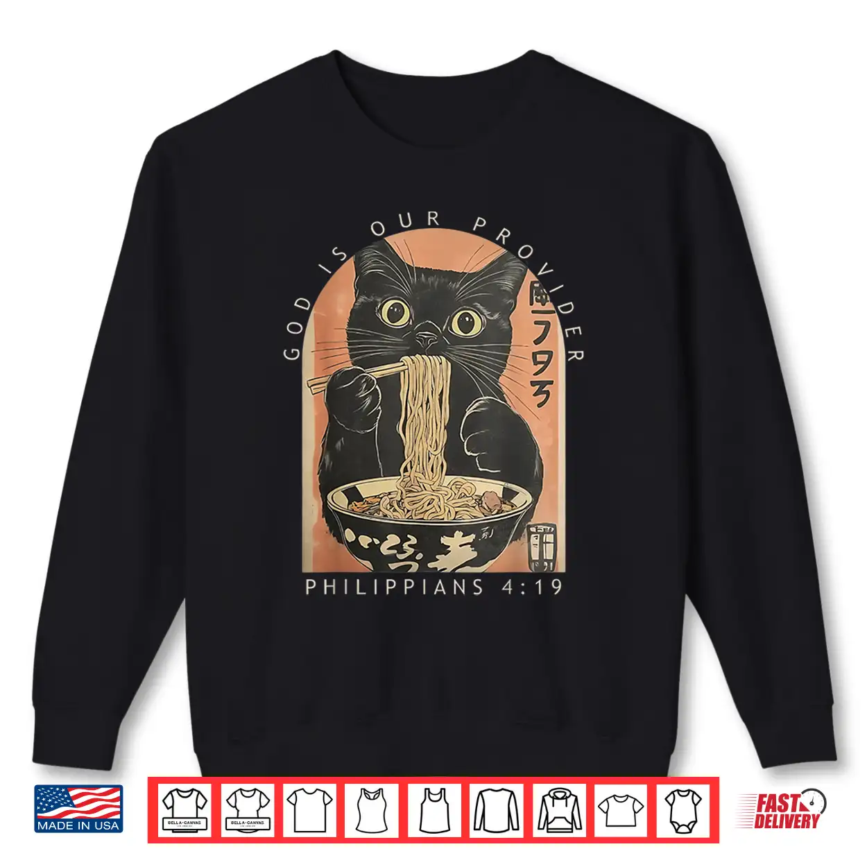 God Is Our Provider Funny Cat Eating Ramen Japanese Shirt God Is Our Provider Funny Cat Eating Ramen Japanese Shirt