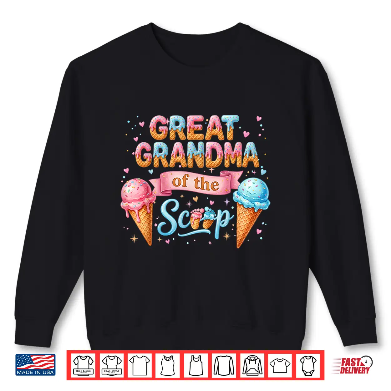 Great Grandma Of The Scoop Ice Cream Gender Reveal Shirt Great Grandma Of The Scoop Ice Cream Gender Reveal Shirt