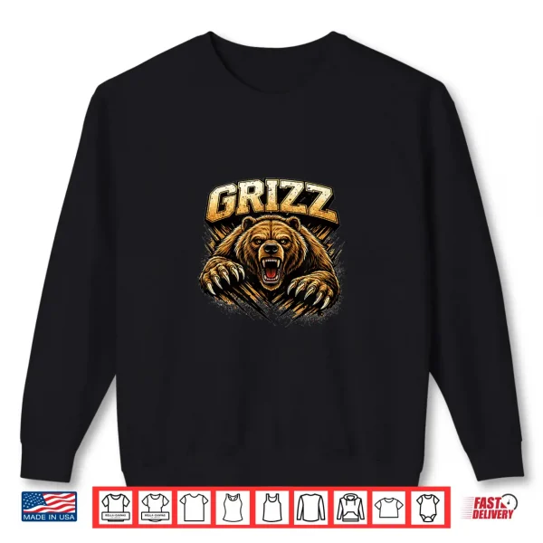Sweatshirt Grizzly Bear Graphic Fierce Grizzly Bear Sports Team Shirt