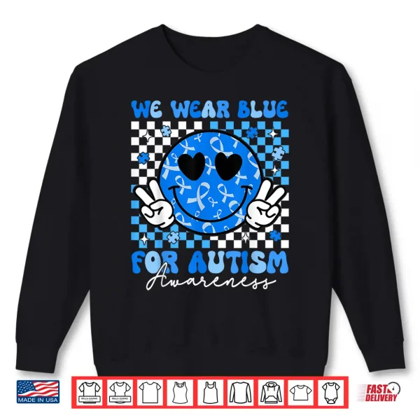 Sweatshirt Groovy Hippie Smile Autism Awareness Modern Graphic Apparel Shirt