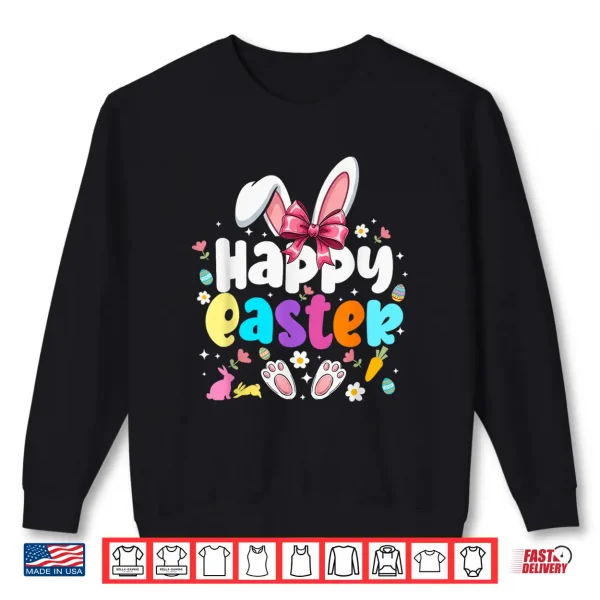 Sweatshirt Happy Easter Coquette Bow Bunny Rabbit Easter Day Shirt