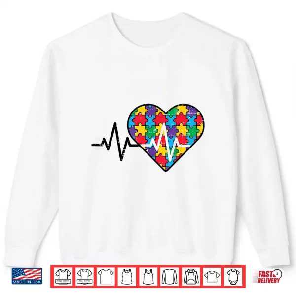 Sweatshirt Heartbeat Pulse Autism Heartbeat Puzzle ASD Awareness Shirt