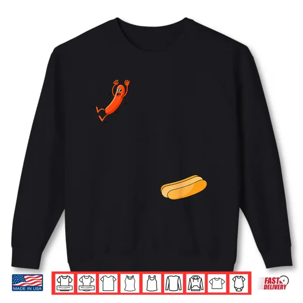Sweatshirt Hot Dog Jumping Into Bun Sausage BBQ Shirt