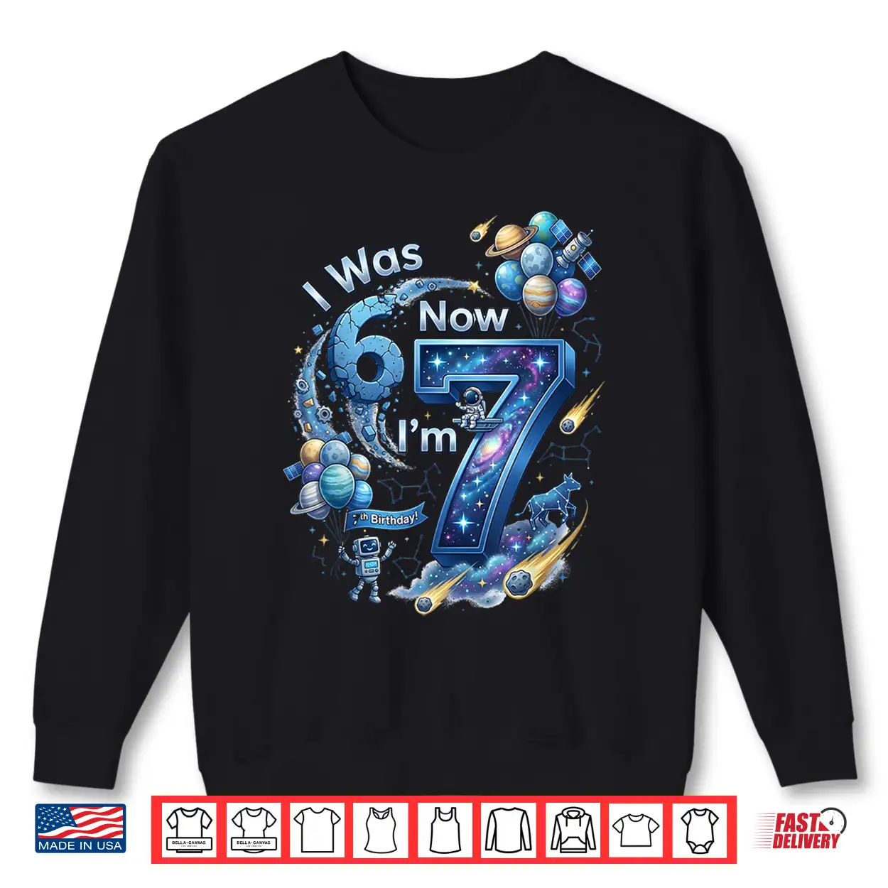 I Was 6 Now I’M 7 7Th Birthday 67 Astronaut Space Boy Shirt I Was 6 Now I’M 7 7Th Birthday 67 Astronaut Space Boy Shirt