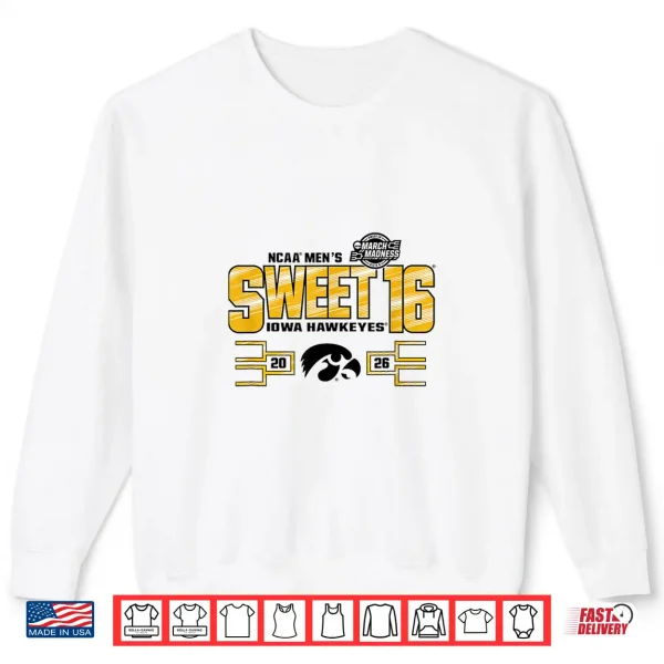 Sweatshirt Iowa Hawkeyes Sweet 16 2026 Mens March Madness Gray Shirt