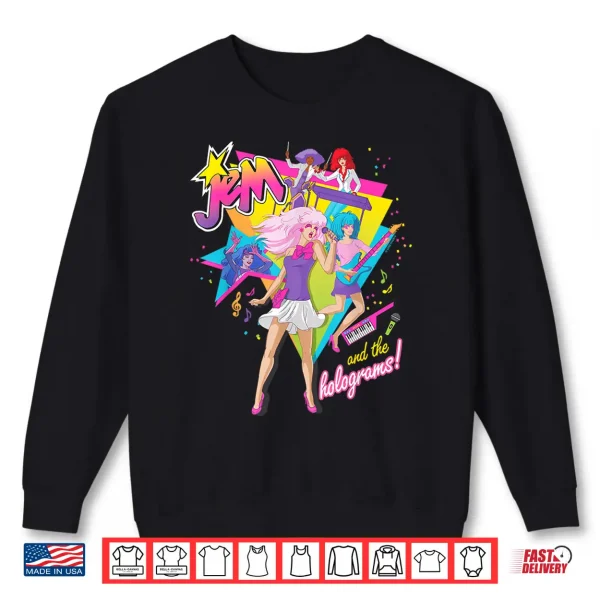 Jem And The Holograms Full Band Rocking Out 80'S Rock Retro Shirt 2 Sweatshirt Jem and The Holograms Full Band Rocking Out 80s Rock Retro Shirt
