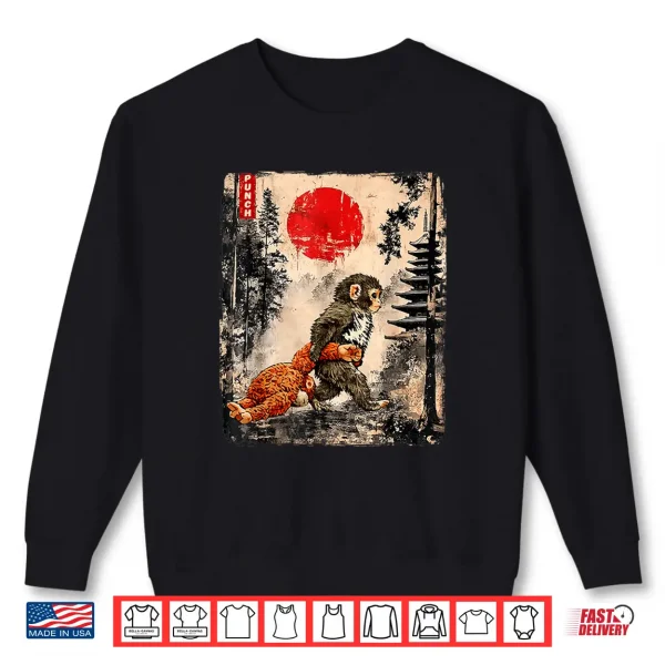 Sweatshirt Kawaii Baby Monkey Punch Cute Japanese Ukiyo e Graphic Shirt