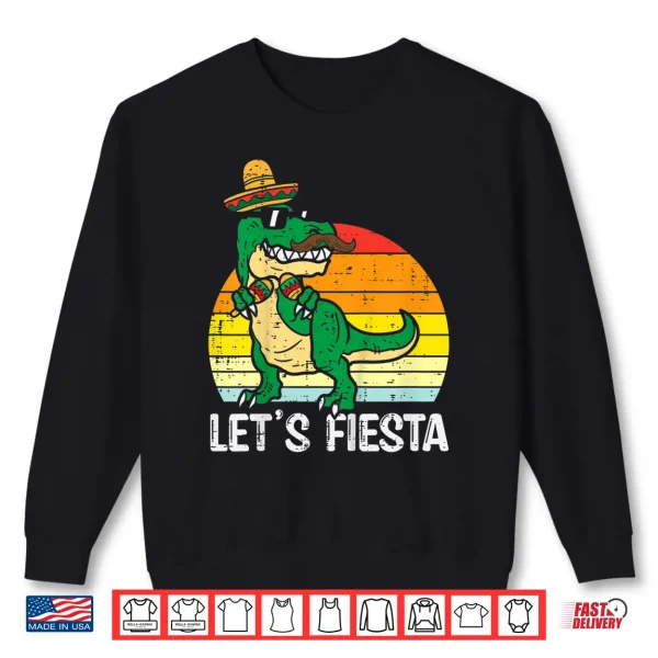 Sweatshirt Kids Lets Fiesta Mexican Dino Trex Cinco De Mayo Toddler Boys Shirt