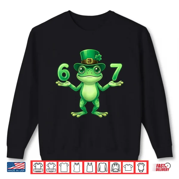 Sweatshirt Leprechaun Frog 6 7 St Patricks Day 67 Meme Boys Kids Youth Shirt