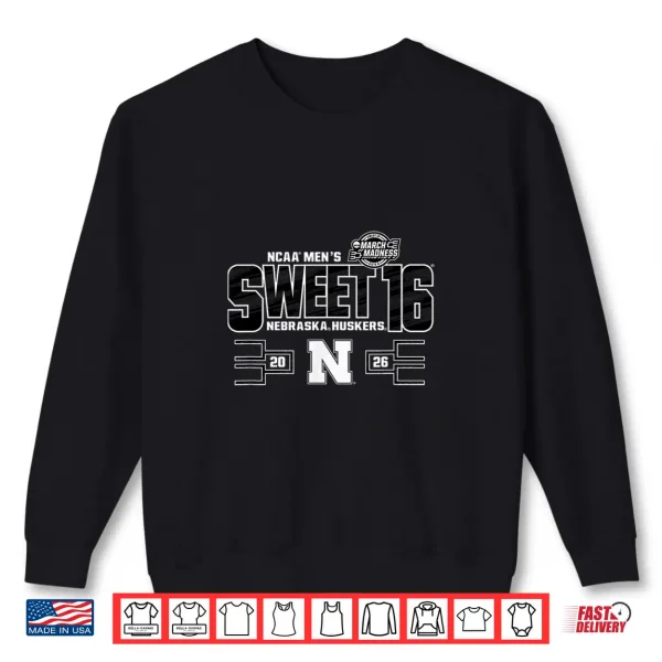 Nebraska Cornhuskers Sweet 16 2026 Men'S March Madness Red Shirt 2 Sweatshirt Nebraska Cornhuskers Sweet 16 2026 Mens March Madness Red Shirt