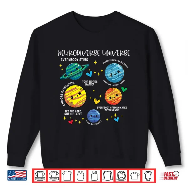 Sweatshirt Neurodiverse Universe Autism Planet Awareness Modern Graphic Shirt