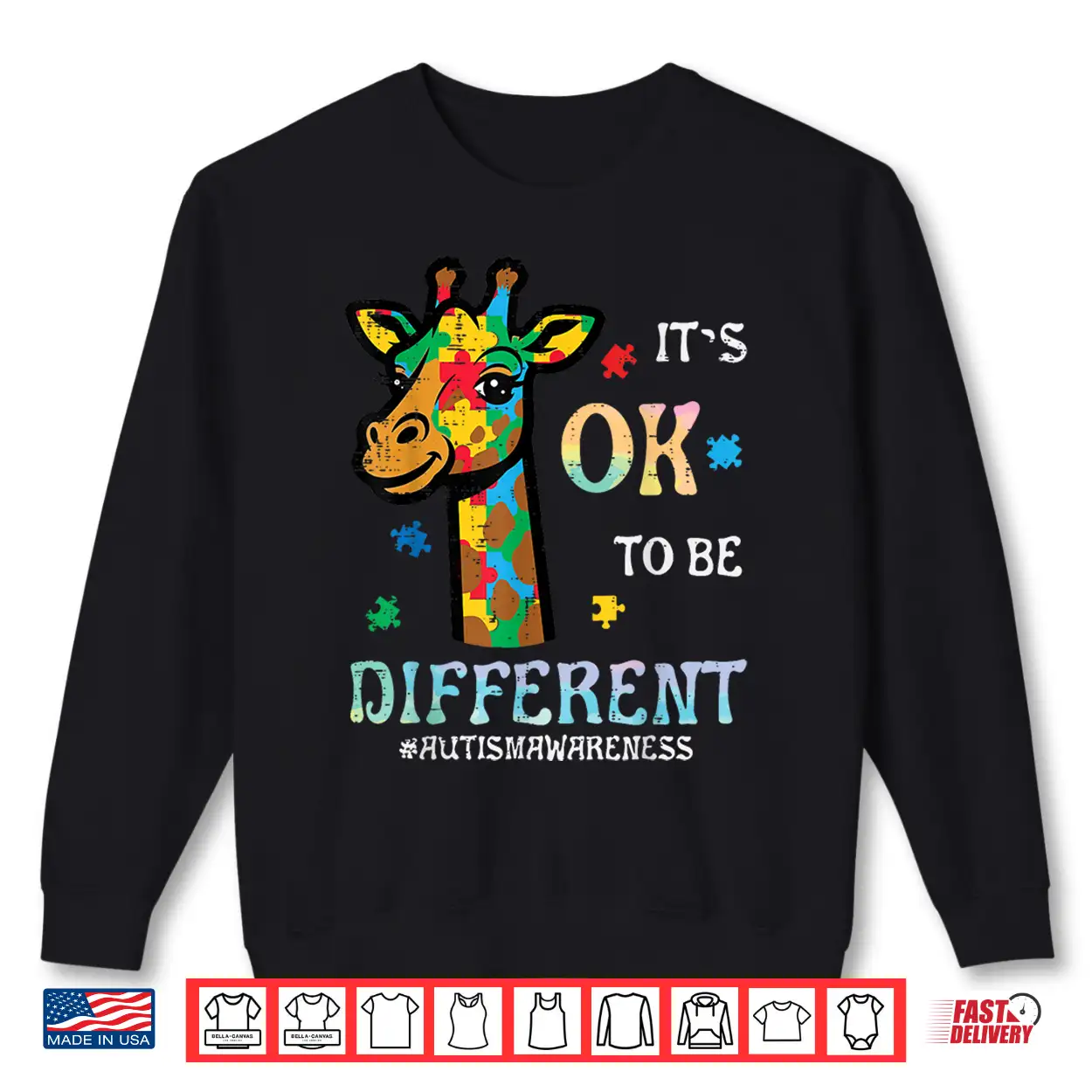 Ok To Be Different Autism Awareness Giraffe Animal Graphic Shirt Ok To Be Different Autism Awareness Giraffe Animal Graphic Shirt