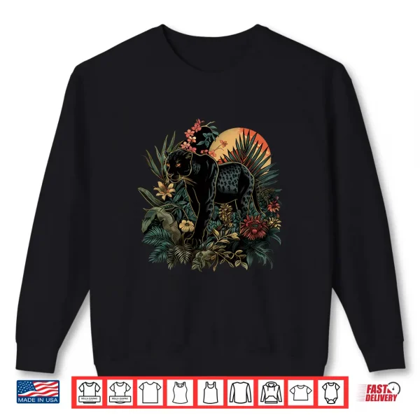 Sweatshirt Panther Jungle Nature Artwork Moon Tropical Animal Art Shirt
