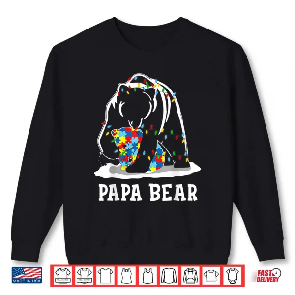 Sweatshirt Papa Bear Autism Awareness Professional Matching Family Dad Shirt