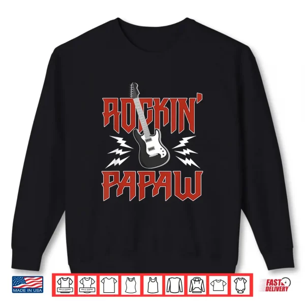 Papaw Rockin One Birthday Family Matching Rock Guitar Shirt 2 Sweatshirt Papaw Rockin One Birthday Family Matching Rock Guitar Shirt