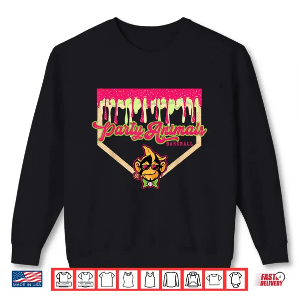 Sweatshirt Party Animals Baseball Drippy Plate Monkey Shirt