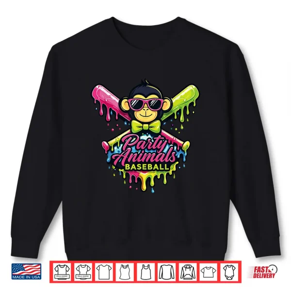 Sweatshirt Party Animals Baseball Funny Monkey Shirt