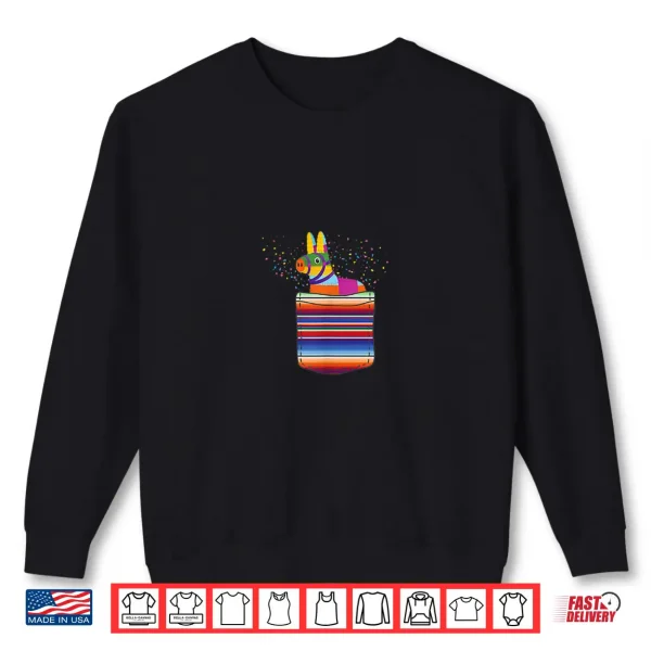 Sweatshirt Pocket Pinata Blanket Serape Fiesta Party Mexican Shirt