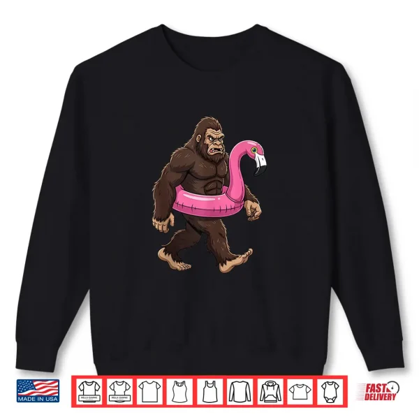 Sweatshirt Pool Party Bigfoot Flamingo Men Women Sasquatch Pink Float Shirt
