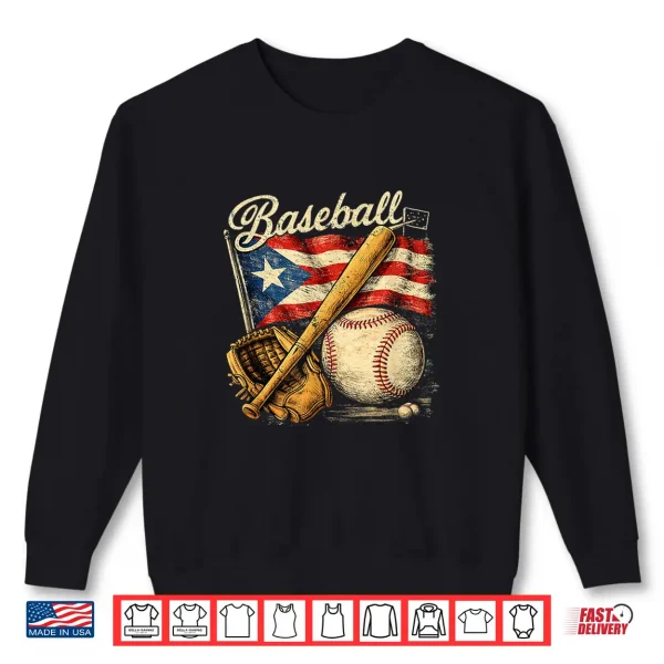Puerto Rico Flag Baseball Player Bat Fan Catcher Pitcher Shirt 2 Sweatshirt Puerto Rico Flag Baseball Player Bat Fan Catcher Pitcher Shirt