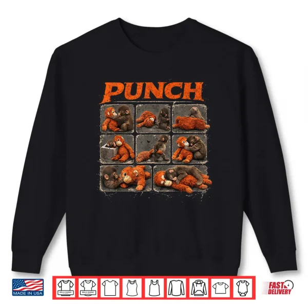 Punch Cute Monkey And Teddy Collage Design Shirt 2 Sweatshirt Punch Cute Monkey and Teddy Collage Design Shirt