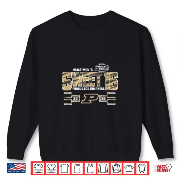 Sweatshirt Purdue Boilermakers Sweet 16 2026 Mens March Madness Black Shirt