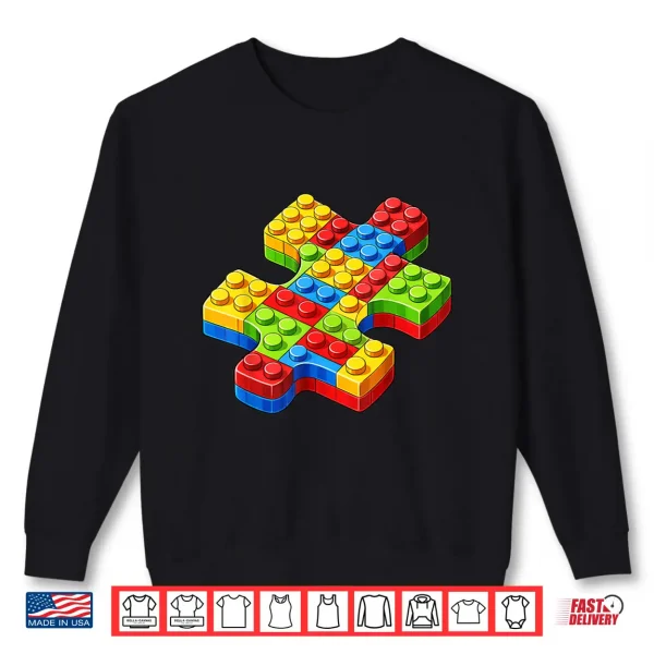 Sweatshirt Puzzle Building Bricks Autism Awareness Acceptance Graphic Shirt