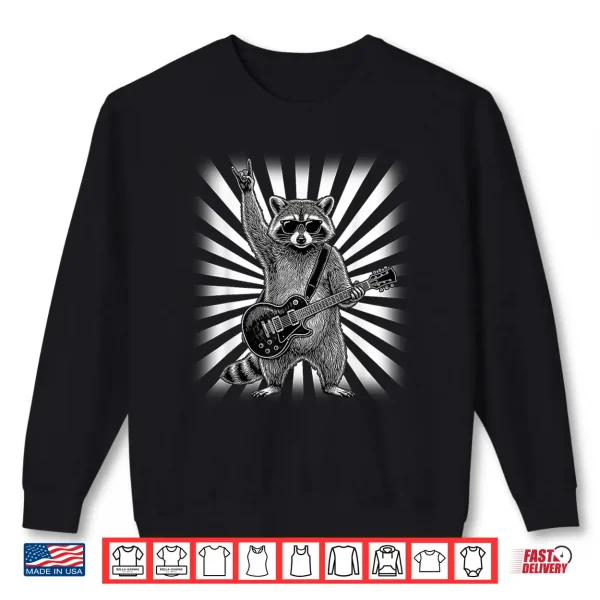 Sweatshirt Raccoon Rock Music Band Guitar Men Women Kids Funny Raccoon Shirt