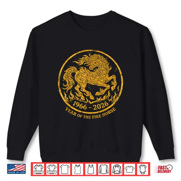 Sweatshirt Retro 1966 2026 Year of The Fire Horse 60th Birthday Zodiac Shirt