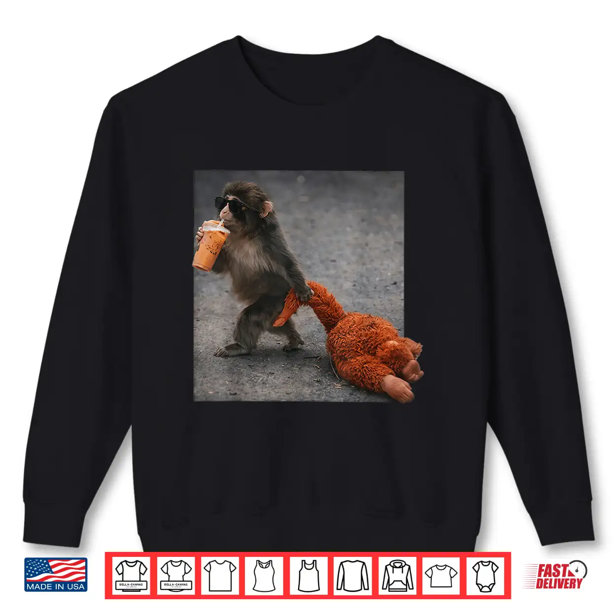 Retro Baby Monkey Punch Drinking Iced Coffee Shirt Retro Baby Monkey Punch Drinking Iced Coffee Shirt