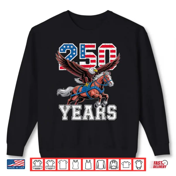 Retro Usa 250Th Anniversary Bald Eagle And Clydesdale Horse Shirt 2 Sweatshirt Retro USA 250th Anniversary Bald Eagle and Clydesdale Horse Shirt