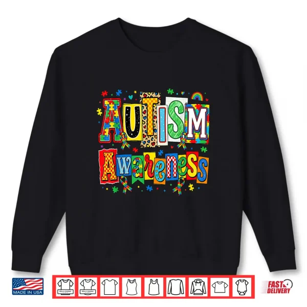 Ribbon Puzzle Autism Awareness Support Squad Family Shirt 2 Sweatshirt Ribbon Puzzle Autism Awareness Support Squad Family Shirt
