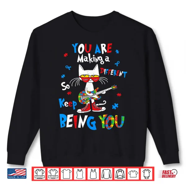 Rock Cat Autism Awareness Teacher Students Doctor Shirt 2 Sweatshirt Rock Cat Autism Awareness Teacher Students Doctor Shirt