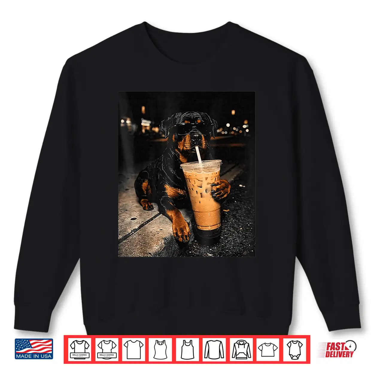 Rottweiler Drinking Iced Coffee Funny Animal Meme Men Women Shirt Rottweiler Drinking Iced Coffee Funny Animal Meme Men Women Shirt