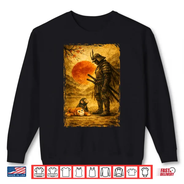 Sweatshirt Samurai Warrior Baby Monkey Punch Vintage Japanese Art Shirt