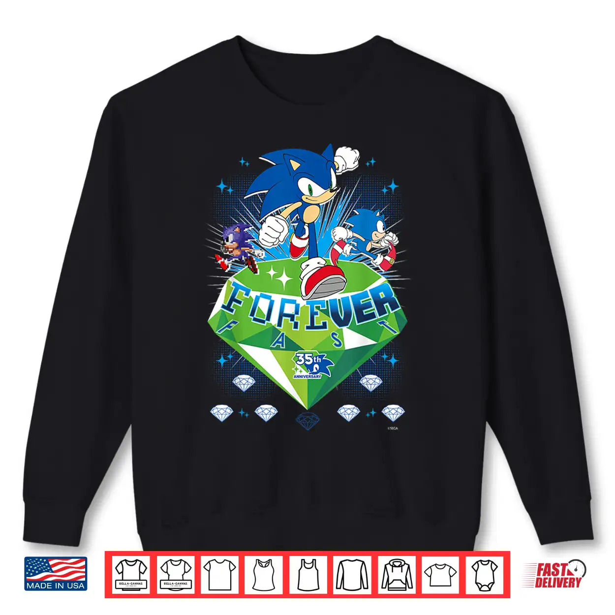 Sonic The Hedgehog 35Th Anniversary Forever Fast Emerald Run Shirt Sonic The Hedgehog 35Th Anniversary Forever Fast Emerald Run Shirt