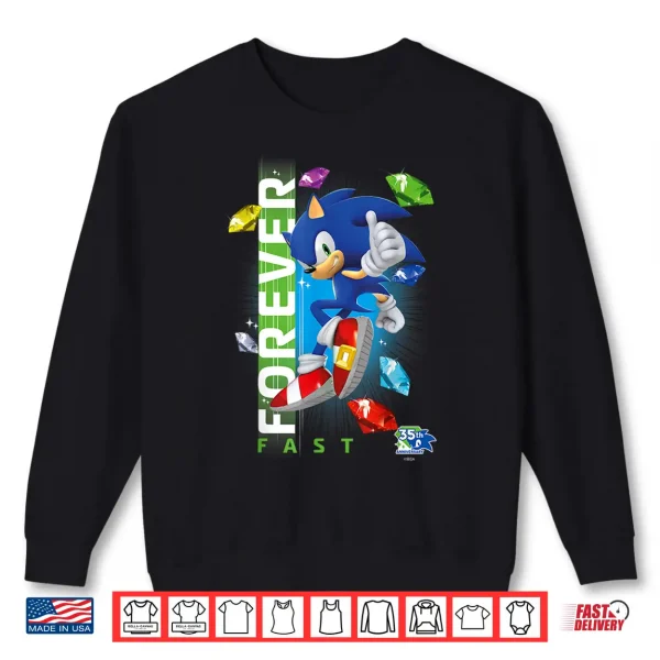Sweatshirt Sonic The Hedgehog 35th Anniversary Forever Fast Emeralds Shirt