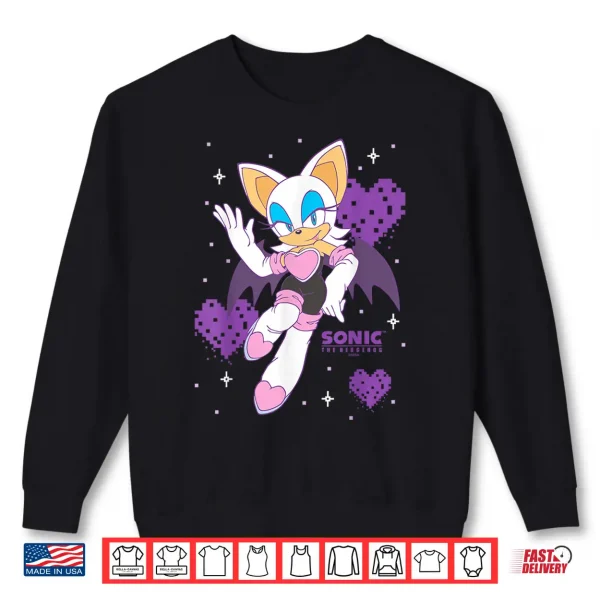 Sweatshirt Sonic The Hedgehog Rouge The Bat Pixalated Hearts Background Shirt