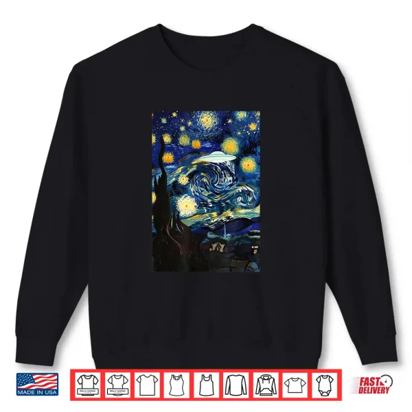 Sweatshirt Starry Night UFO Sighting Funny Art Parody Shirt