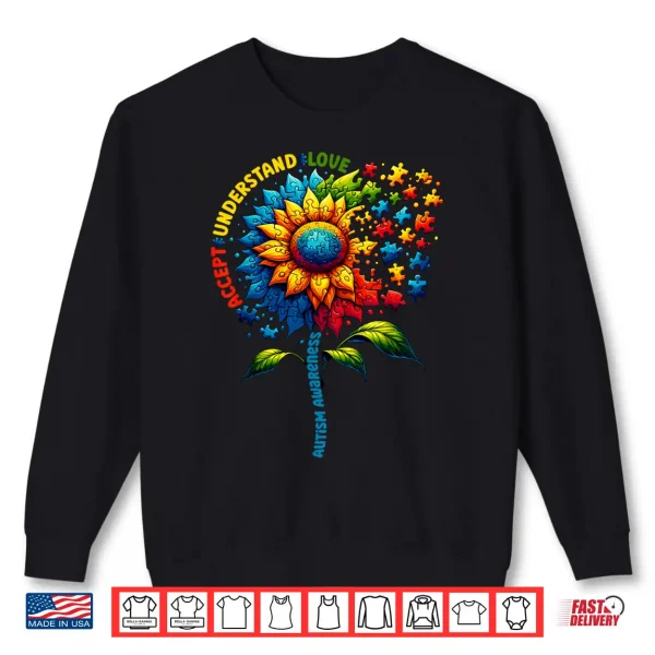 Sweatshirt Sunflower Design Autism Awareness Sunflower Professional Shirt