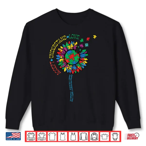 Sunflower Puzzle Accept Asd Autism Awareness Professional Shirt 2 Sweatshirt Sunflower Puzzle Accept ASD Autism Awareness Professional Shirt