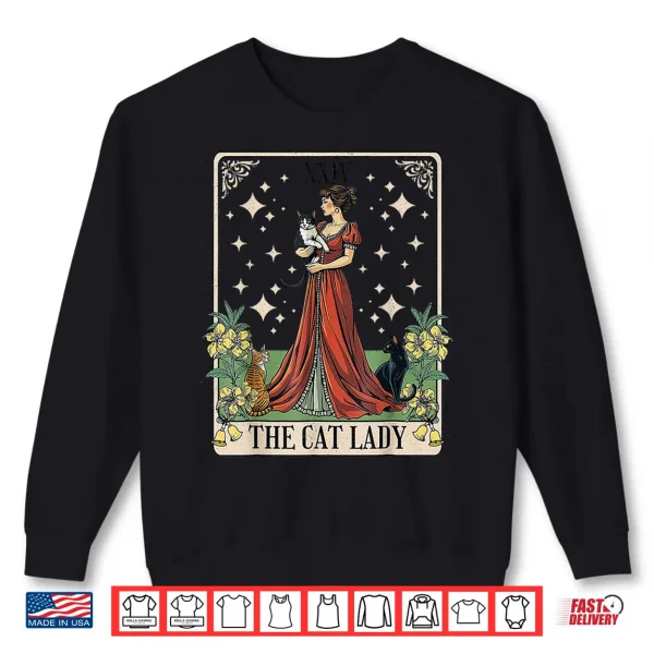 Sweatshirt The Cat Lady Tarot Card Vintage Gothic Cat Women Cat Mom Shirt