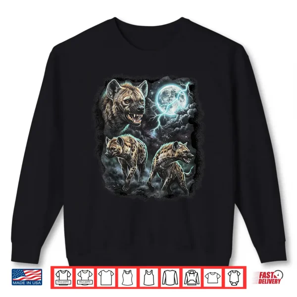 Three Wild Hyenas Moon Wildlife Animal Art Shirt 2 Sweatshirt Three Wild Hyenas Moon Wildlife Animal Art Shirt