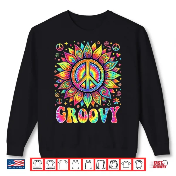 Tie Dye Groovy Sunflower Peace Sign Hippie Shirt 2 Sweatshirt Tie Dye Groovy Sunflower Peace Sign Hippie Shirt
