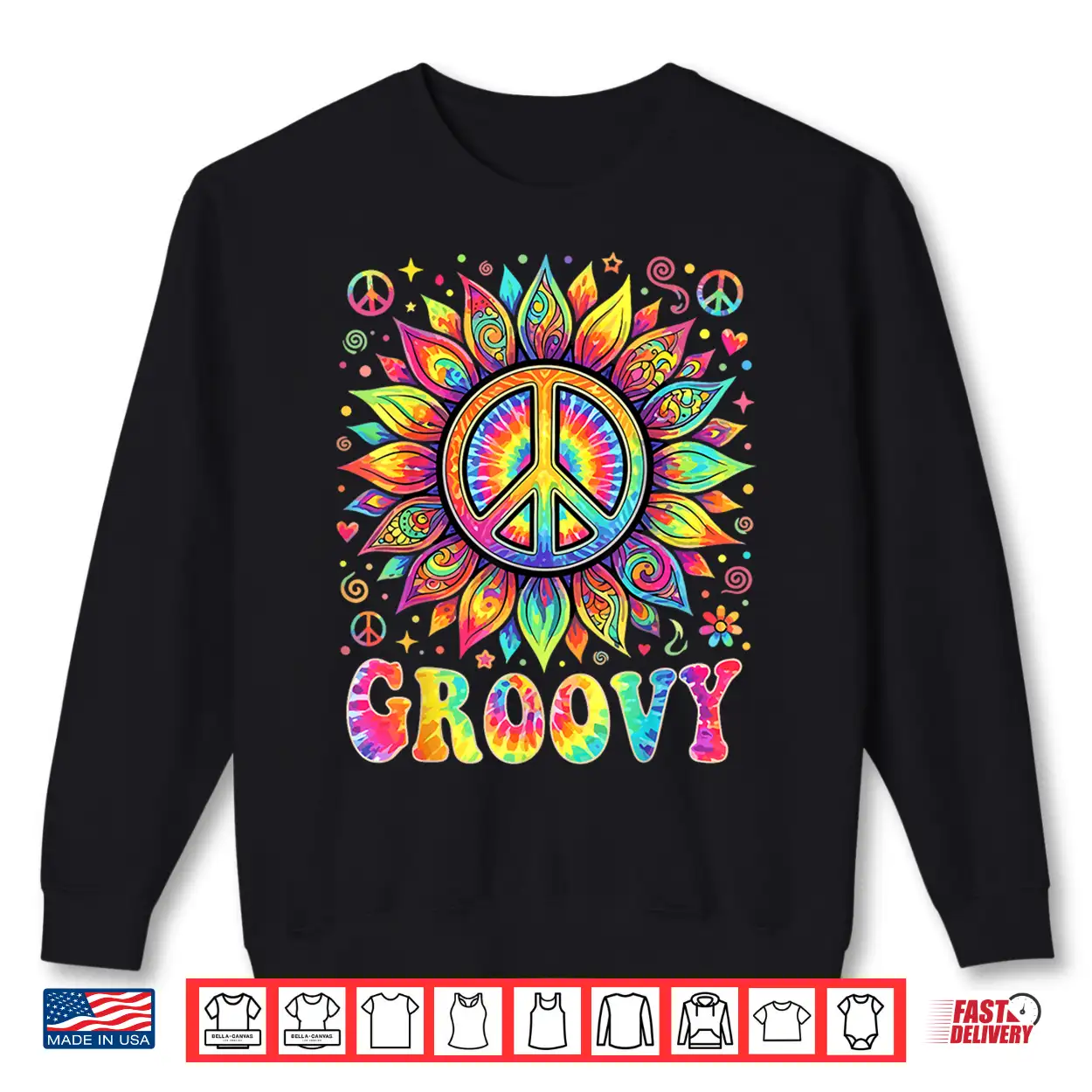 Tie Dye Groovy Sunflower Peace Sign Hippie Shirt Tie Dye Groovy Sunflower Peace Sign Hippie Shirt
