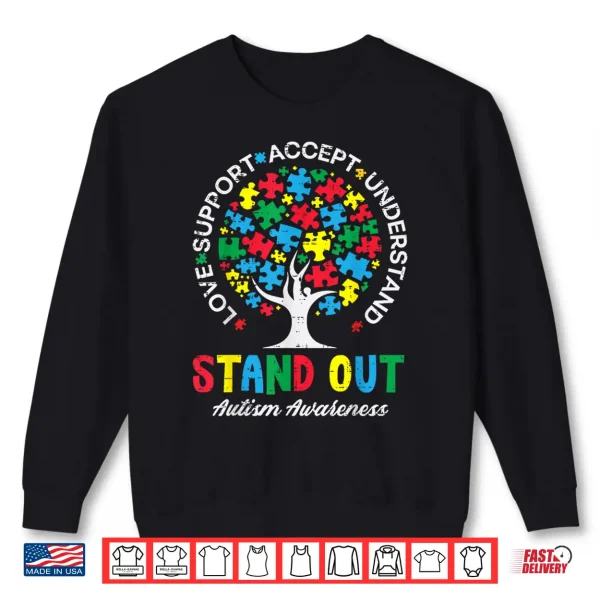 Sweatshirt Tree Puzzle Stand Out ASD Awareness Professional Graphic Shirt
