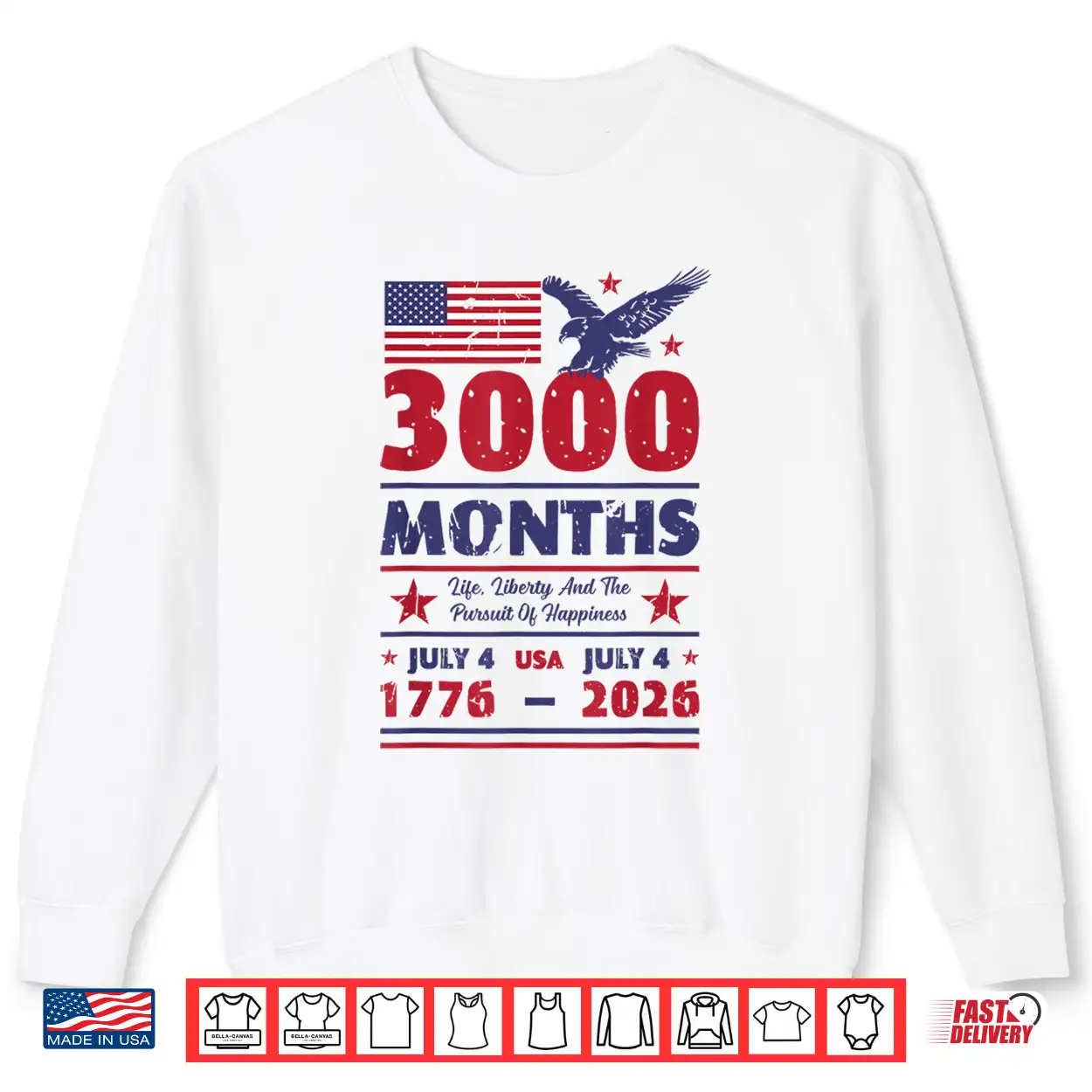 Usa Anniversary 3000 Months July 4 Us Flag 250 Years America Shirt Usa Anniversary 3000 Months July 4 Us Flag 250 Years America Shirt