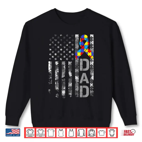 Sweatshirt USA Flag Fathers Day Autism Awareness Dad Professional Shirt