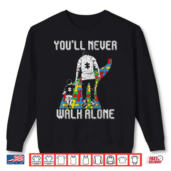 Sweatshirt Vintage Father Son Family Autistic Kids Autism Awareness Dad Shirt